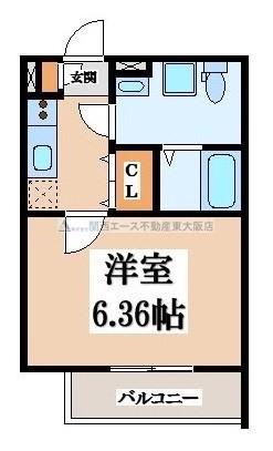 メゾンドペーシェ鴻池(1K/1階)の間取り写真
