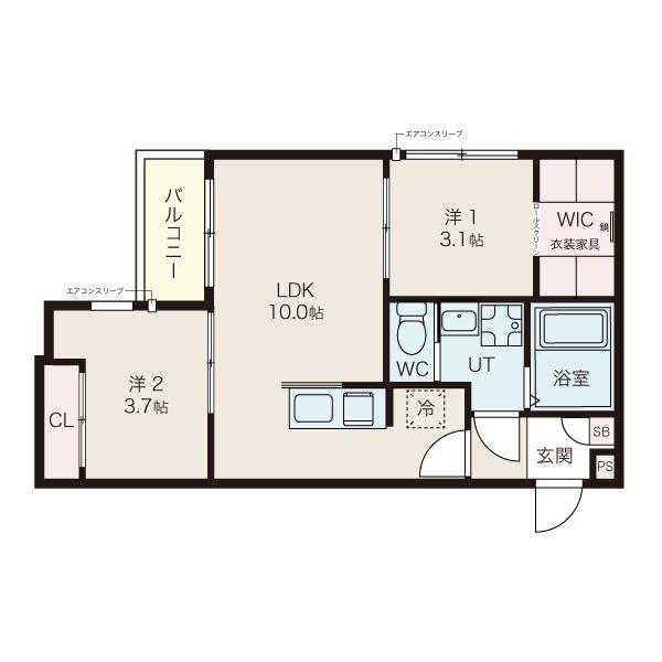 ILUSION六番町(2LDK/3階)の間取り写真