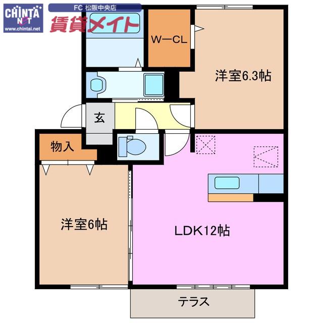 春夏秋冬秋(2LDK/1階)の間取り写真