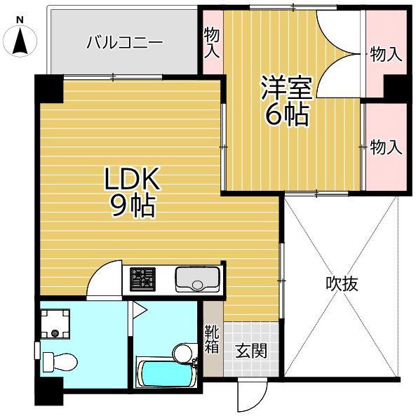 MTビル(1LDK/3階)の間取り写真