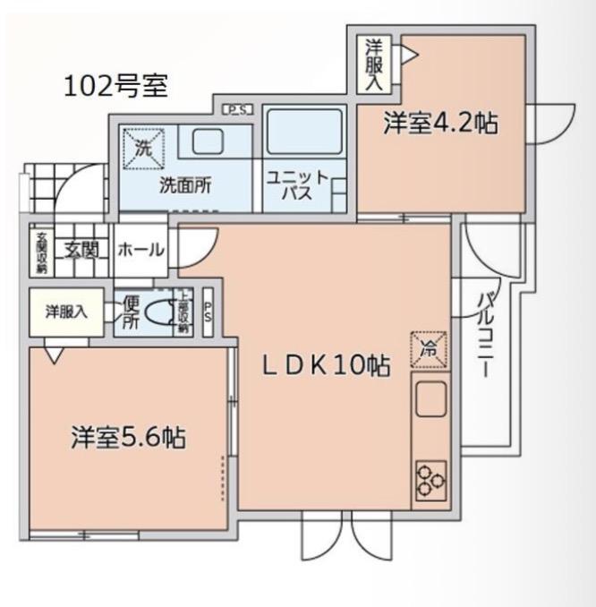 富士ハイツ(2LDK/1階)の間取り写真