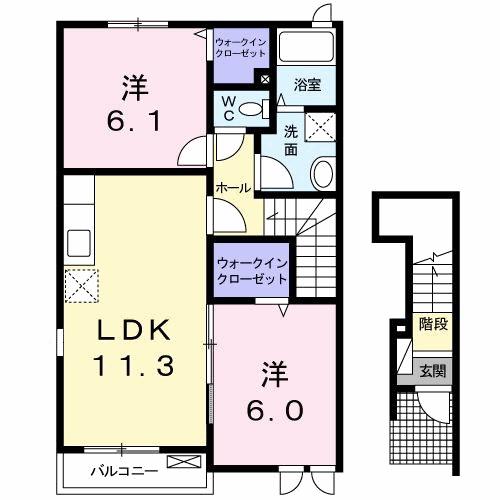 アンシャンテ(2LDK/2階)の間取り写真