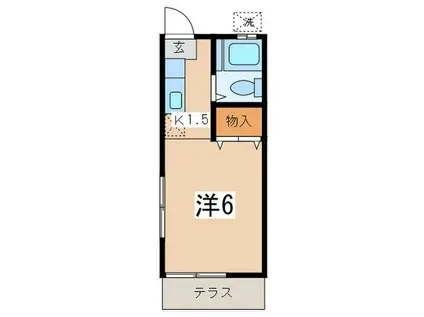 ホワイトローズマンション(1K/1階)の間取り写真