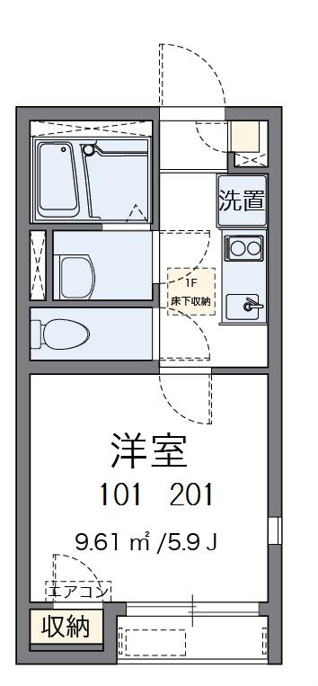 トゥリーベル(1K/1階)の間取り写真