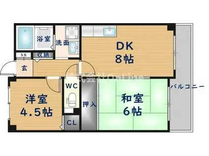 MAKE第8マンション(2DK/3階)の間取り写真