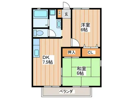 コスモコート東(2DK/1階)の間取り写真