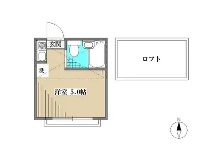 ハイツ江古田B棟(ワンルーム/2階)の間取り写真