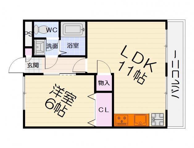 第2山内マンション(1LDK/2階)の間取り写真