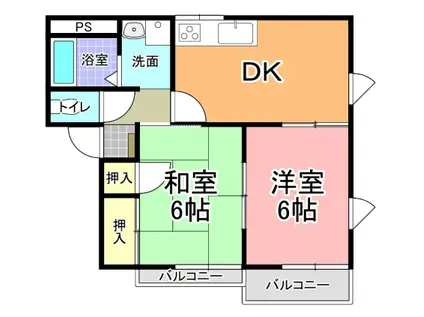 Mハイツ(2DK/2階)の間取り写真
