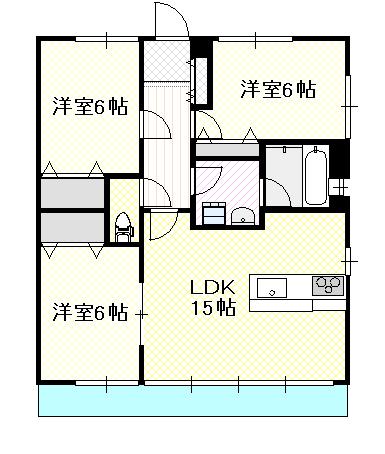 パルフォース(3LDK/3階)の間取り写真