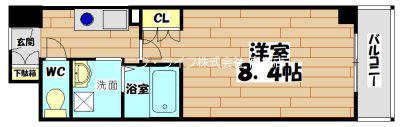 シャンピアコート茨木(1K/3階)の間取り写真