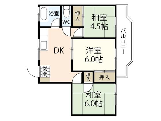 コーポ春貝地(3DK/3階)の間取り写真