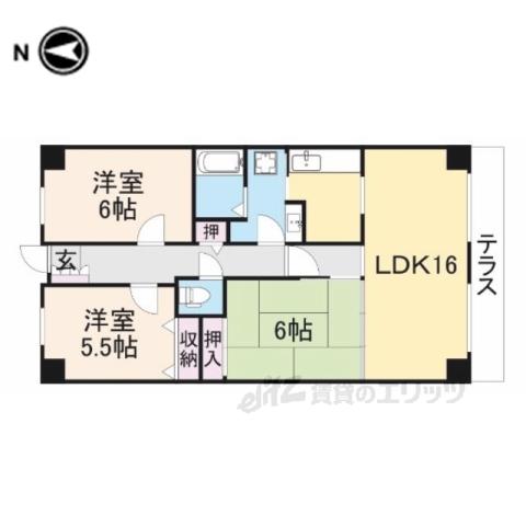 PHOENIX COURT 交野Ⅱ(3LDK/1階)の間取り写真