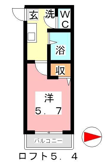 さんさん館 C(1K/1階)の間取り写真