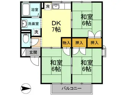 ラ・メゾン水谷(3DK/1階)の間取り写真