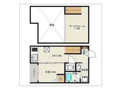 DREAMSTAGE博多南PASSO(1DK/2階)の間取り写真