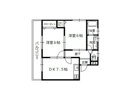 ファミリオ中田(2DK/2階)の間取り写真