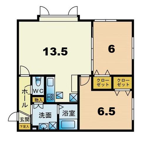VIVACE恵庭(2LDK/2階)の間取り写真
