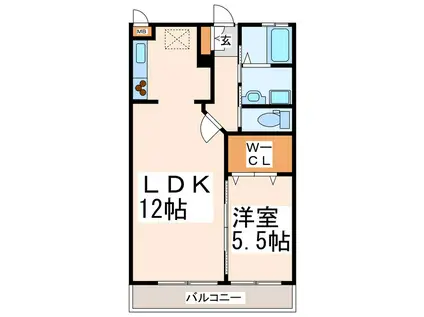 スライブ参番館(1LDK/1階)の間取り写真