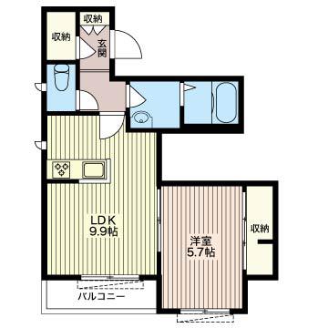 ヴィアソーレ(1LDK/3階)の間取り写真
