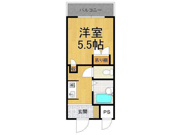 クリスタルカーサⅡ(1K/1階)の間取り写真