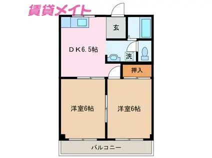 センチュリーマンション(2DK/2階)の間取り写真