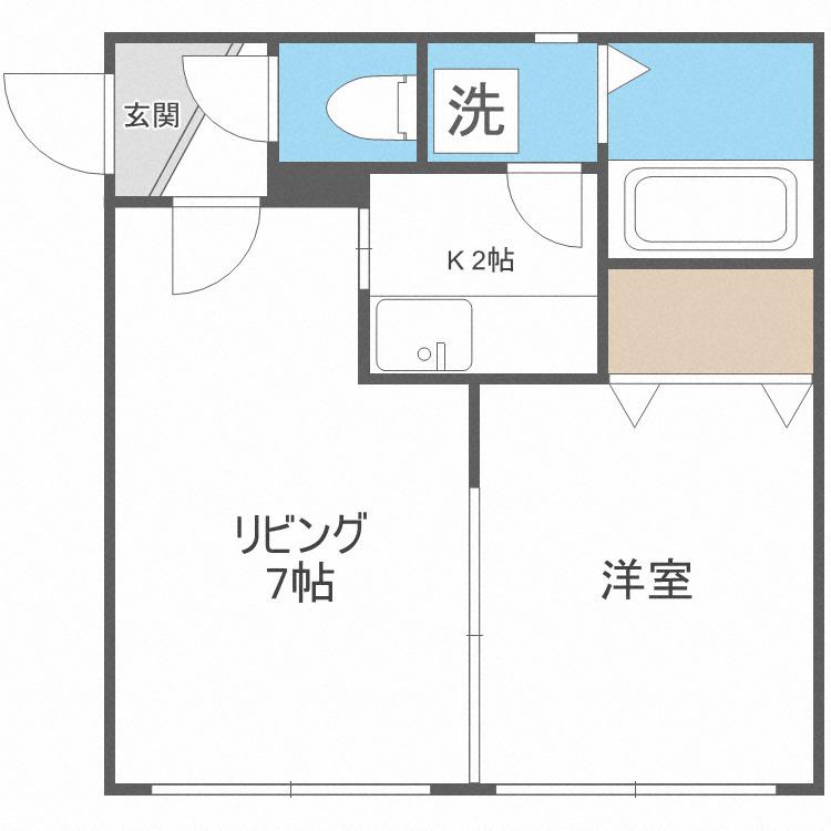 シャネル麻生壱番館(1LDK/1階)の間取り写真