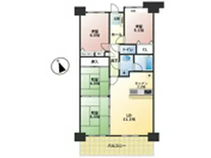 ヴェルシャトー府中桃山(4LDK/6階)の間取り写真