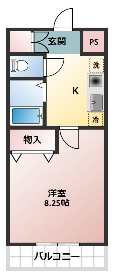 クレアトゥール松乃(1K/5階)の間取り写真