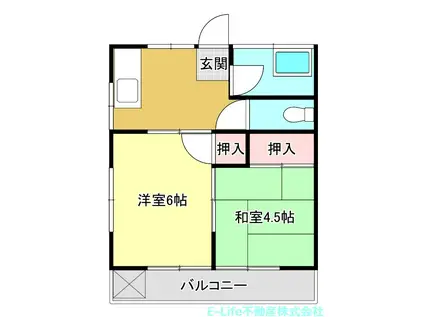 ルナ・プレイス(2DK/2階)の間取り写真