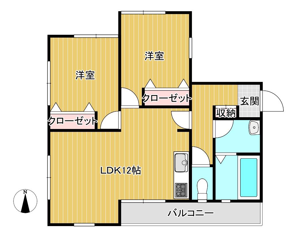 テクノパレス船橋夏見(2LDK/1階)の間取り写真