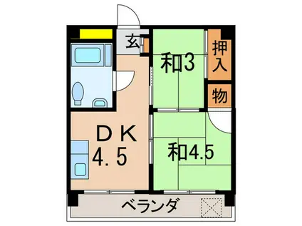 相川マンション(2DK/4階)の間取り写真