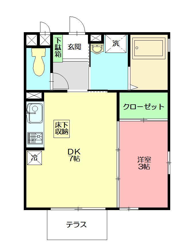 ラマージュ鎌倉(1DK/2階)の間取り写真