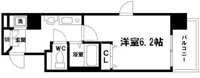 プレサンス大手前パークサイドII(1K/2階)の間取り写真