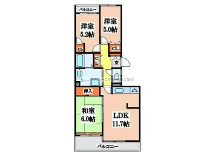 グランビュー山手(3LDK/1階)の間取り写真