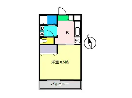 コーポ麦笛(1K/2階)の間取り写真