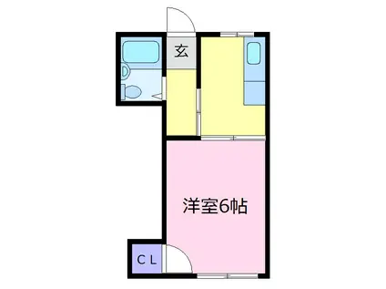 ハピネス狭山(1K/2階)の間取り写真
