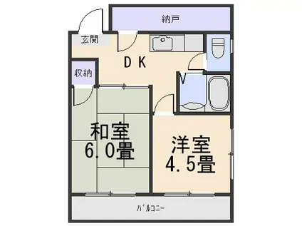 大室ハイツ(2SK/3階)の間取り写真