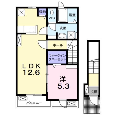 エヴァ グリーン ヴィラI(1LDK/2階)の間取り写真