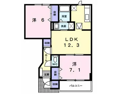 アラモード エムII(2LDK/1階)の間取り写真