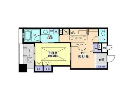 アパガーデンズ駅西けやき通(1DK/4階)の間取り写真