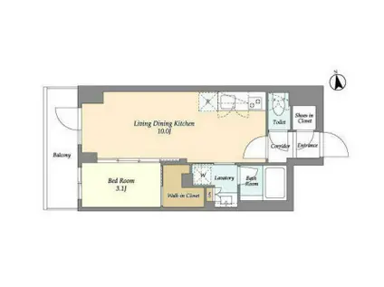 AIFLAT品川戸越パークサイド(1LDK/3階)の間取り写真