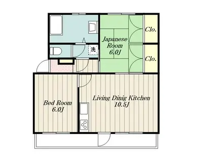 下麻生1号棟(2LDK/4階)の間取り写真