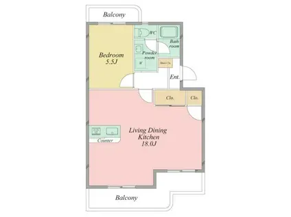 アズニューリノ(1LDK/1階)の間取り写真