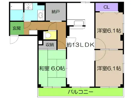 フィネス高橋(3SLDK/3階)の間取り写真