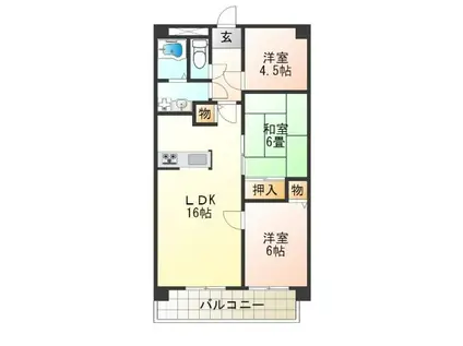 フローラ―なかじま(3LDK/9階)の間取り写真