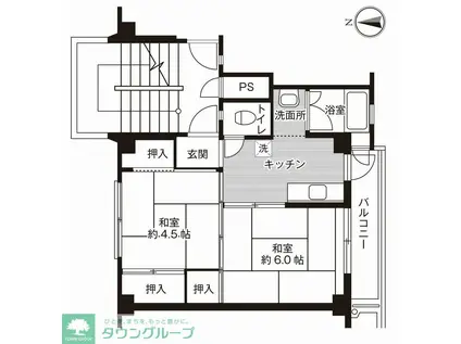 ビレッジハウス三田2号棟(2K/5階)の間取り写真