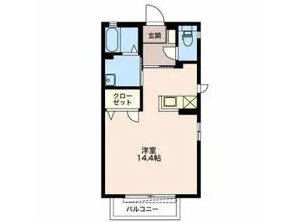 シャンブルクレールB(ワンルーム/1階)の間取り写真