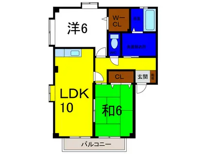 フォブールタウン須崎B(2LDK/1階)の間取り写真