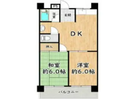 ハイツ米屋(2DK/4階)の間取り写真